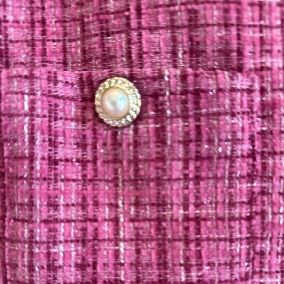 Entro Pink Tweed Medium Mini Dress. Frayed Straps and Square Neckline. NWOT. - Picture 3 of 3